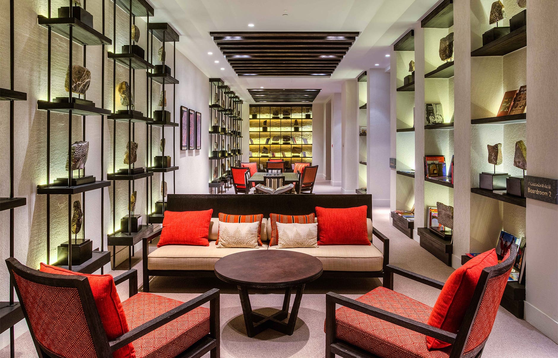 Library. Alila Jabal Akhdar, Nizwa, Oman. Hotel Review by TravelPlusStyle. Photo © Alila Hotels and Resorts Library