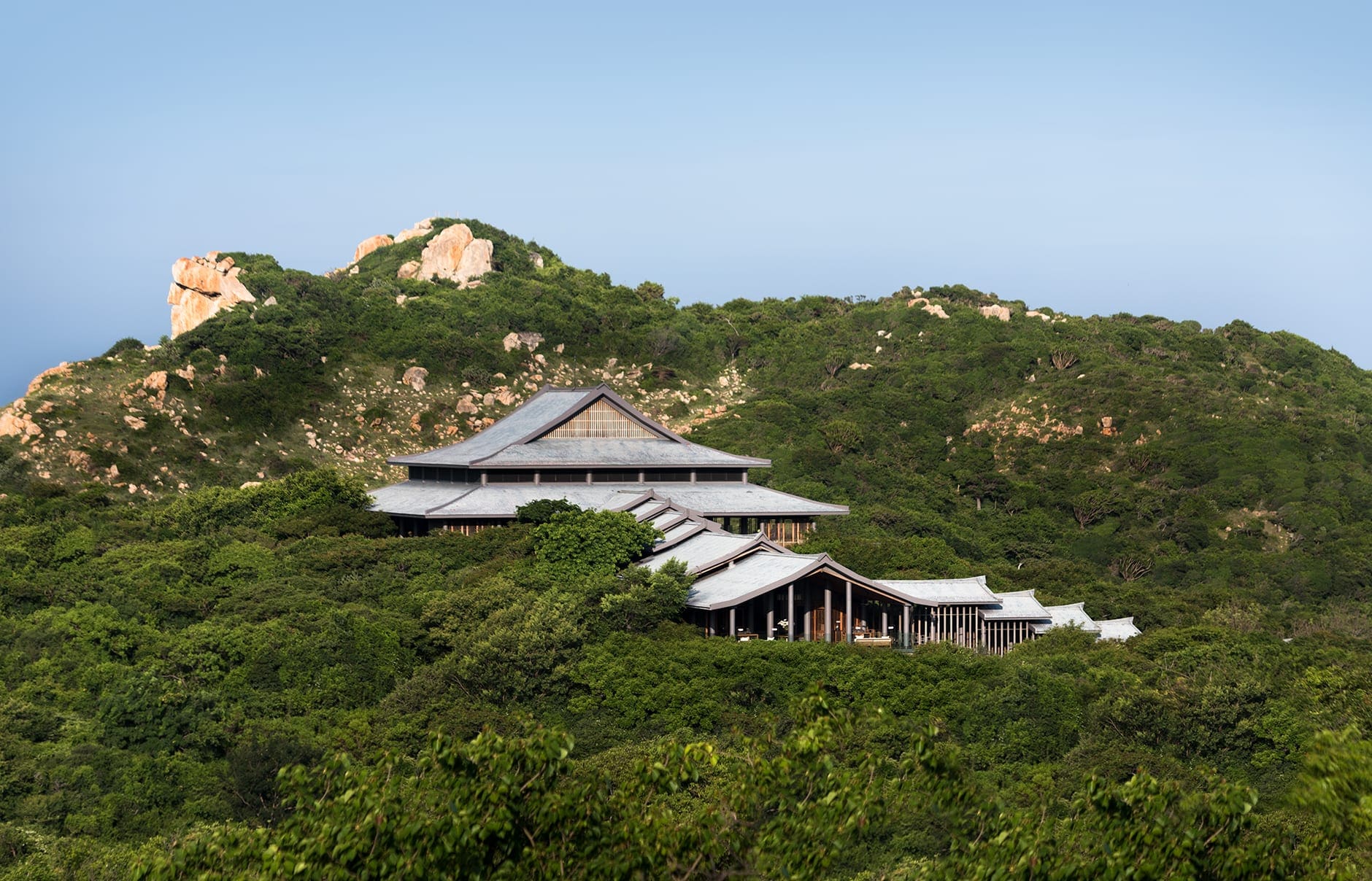 Amanoi Resort, Nha Trang, Vietnam. Luxury Hotel Review by TravelPlusStyle. Photo © Aman Resorts amanoi-vietnam-central-pavilion-with-goga-peak-behind_original_15037