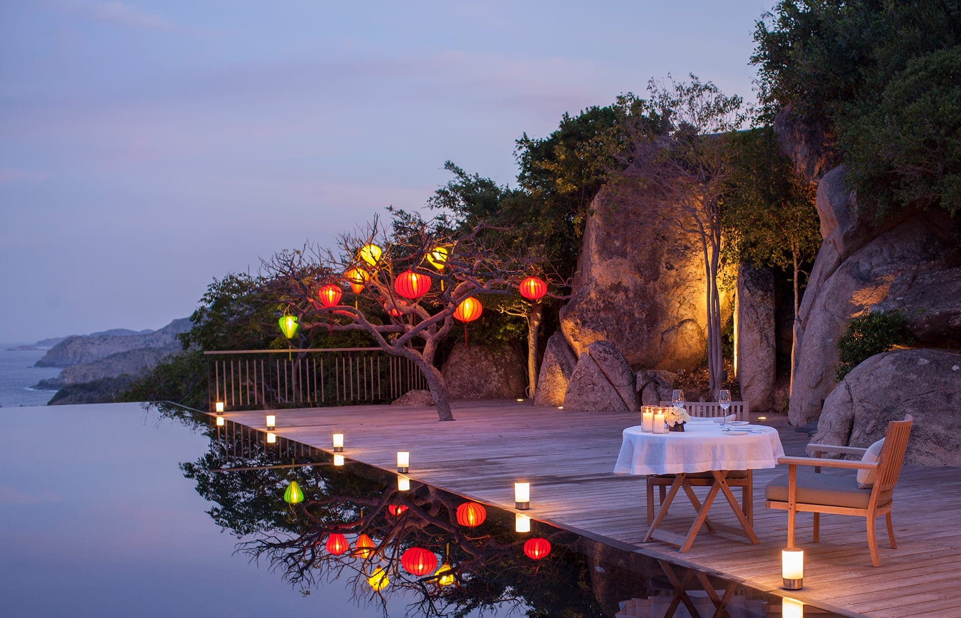 Amanoi Resort, Nha Trang, Vietnam. Luxury Hotel Review by TravelPlusStyle. Photo © Aman Resorts amanoi-vietnam-private-dinner-by-cliff-pool_original_4838