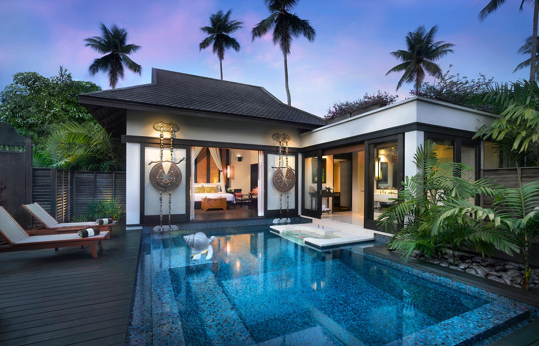 Anantara Mai Khao Phuket Villas, Thailand. Hotel Review by TravelPlusStyle. Photo © Anantara Hotels & Resorts Pool Villa at night. Anantara Phuket Villas, Thailand. © Anantara Hotels, Resorts & Spa