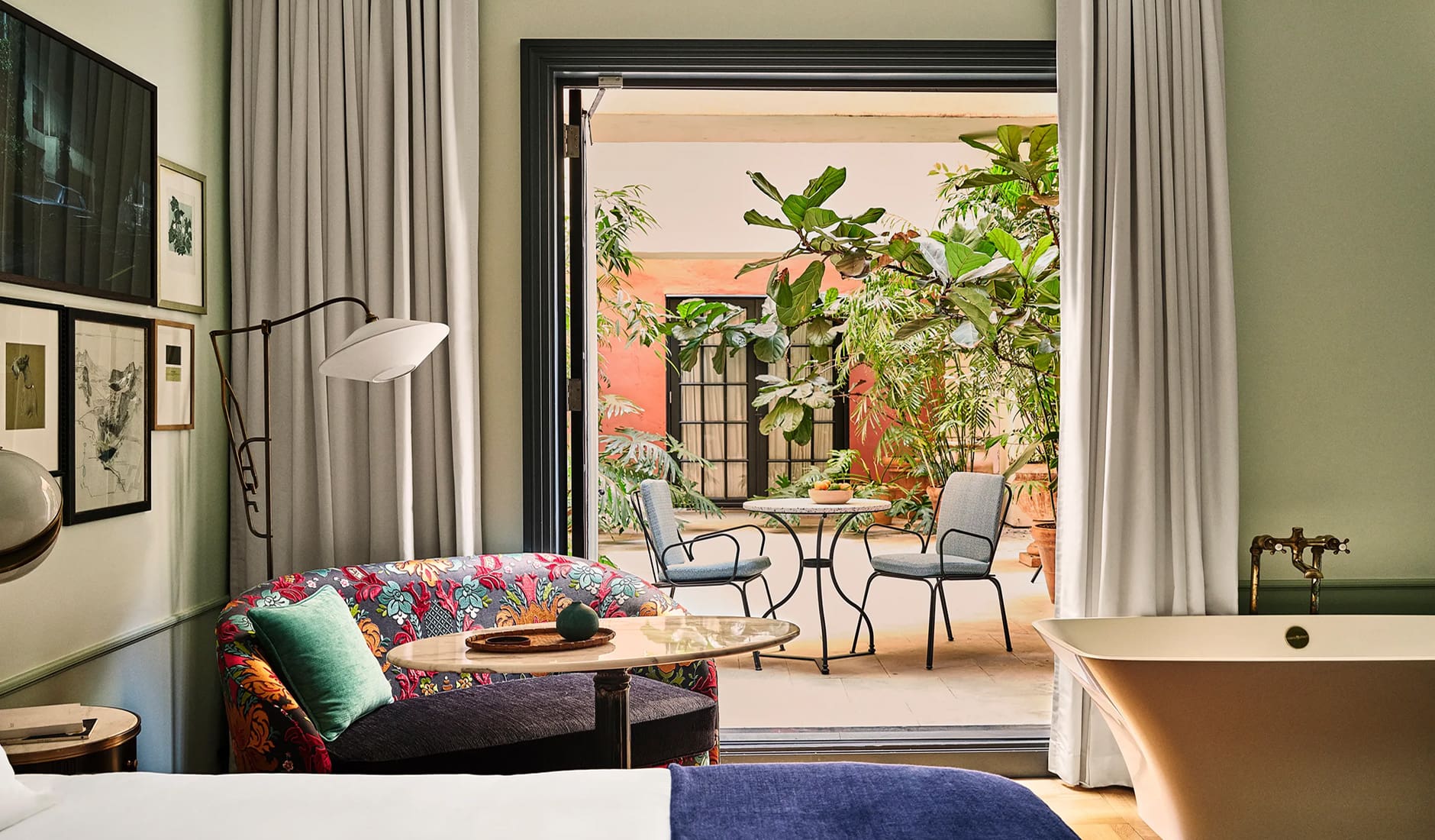 Hotel Per La, Los Angeles, CA, United States. The Best Luxury Hotel Openings of 2022 by TravelPlusStyle.com hotel-per-la-salon-patio-_-photo-credit_-the-ingalls