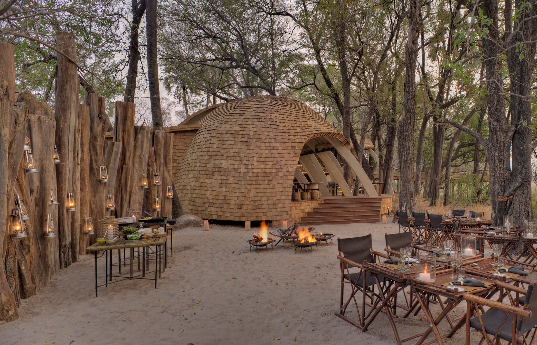 botswana-sandibe-guest-area-boma-set-up-for-dinner
