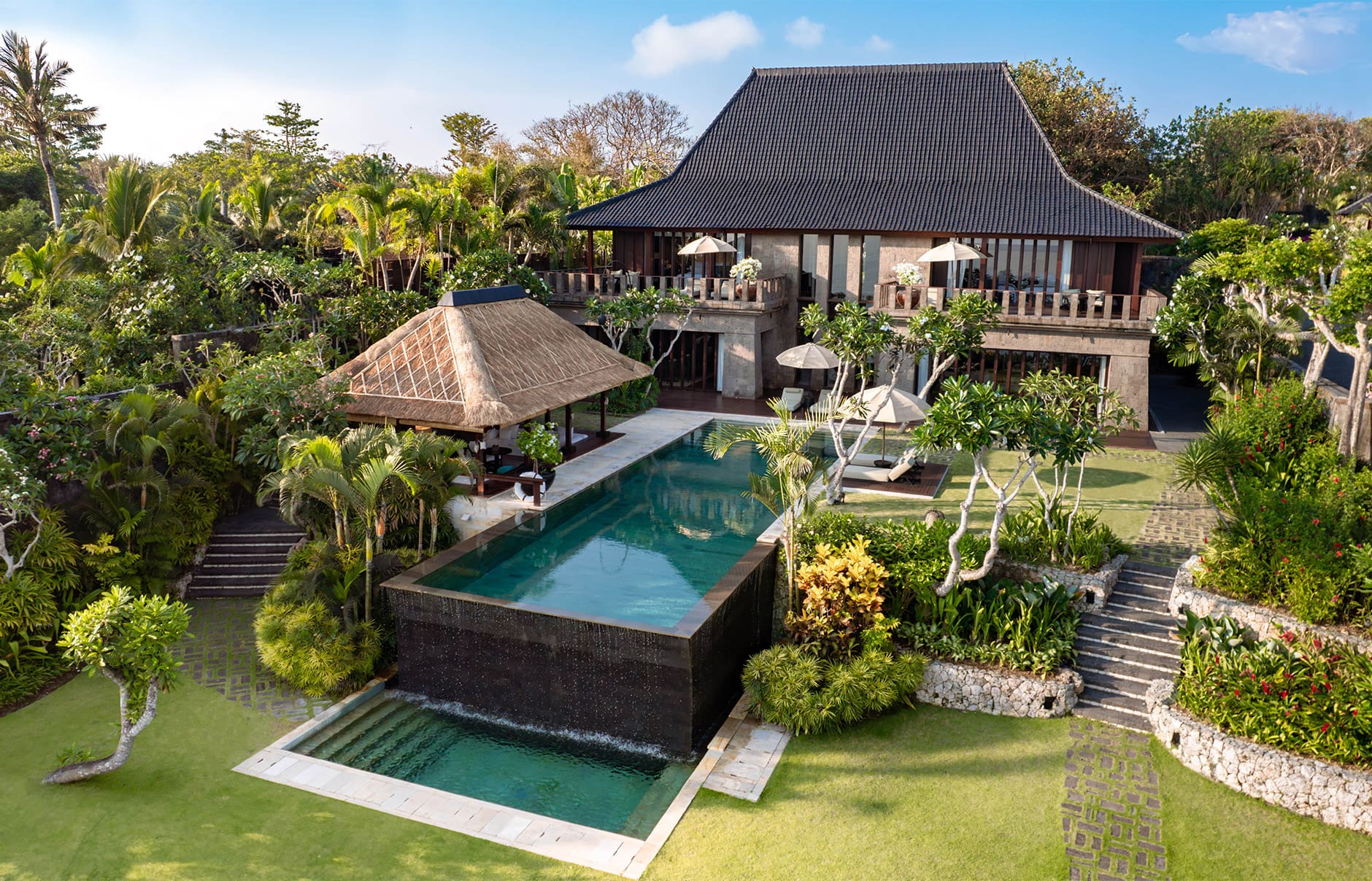 Bulgari Resort Bali, Uluwatu, Indonesia. Luxury Hotel Review by TravelPlusStyle. Photo © Bulgari Hotels & Resorts hero-bvlgari-villa-aerial-exterior