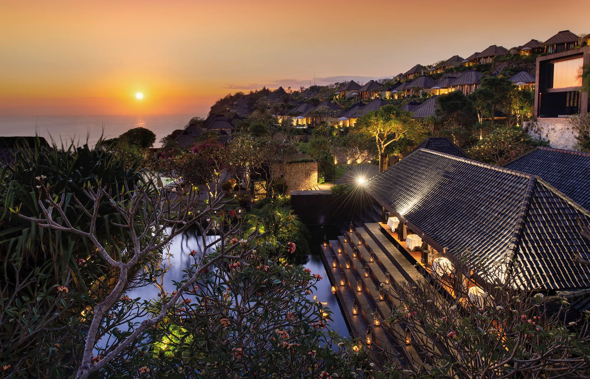 Bulgari Resort Bali, Uluwatu, Indonesia. Luxury Hotel Review by TravelPlusStyle. Photo © Bulgari Hotels & Resorts panoramic-view-sunset