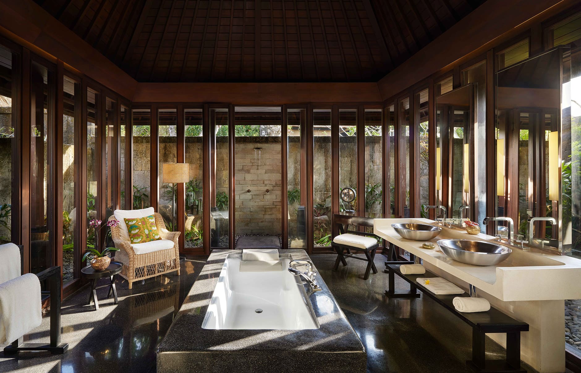 Bulgari Resort Bali, Uluwatu, Indonesia. Luxury Hotel Review by TravelPlusStyle. Photo © Bulgari Hotels & Resorts the-villas-interior-bathroom