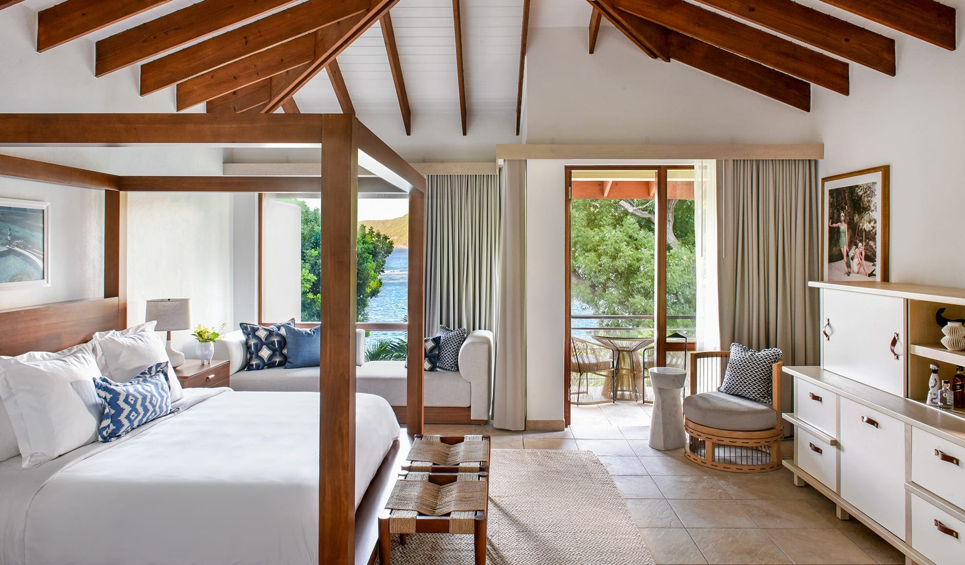 Rosewood Little Dix Bay, British Virgin Islands. TravelPlusStyle.com rosewoodlittledixbay_juniorsuite_bedroom
