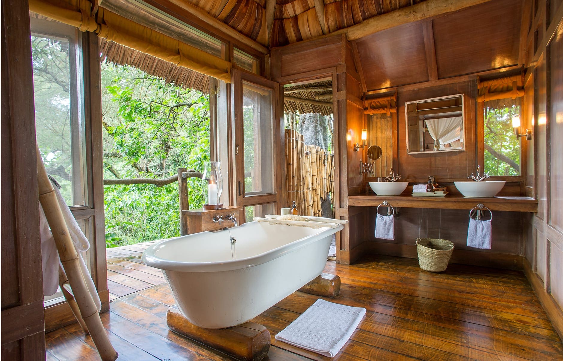 andBeyond Lake Manyara Tree Lodge, Tanzania. Hotel Review by TravelPlusStyle. Photo © &Beyond main-room-bathroom-andbeyond-lake-manyara-tree-lodge
