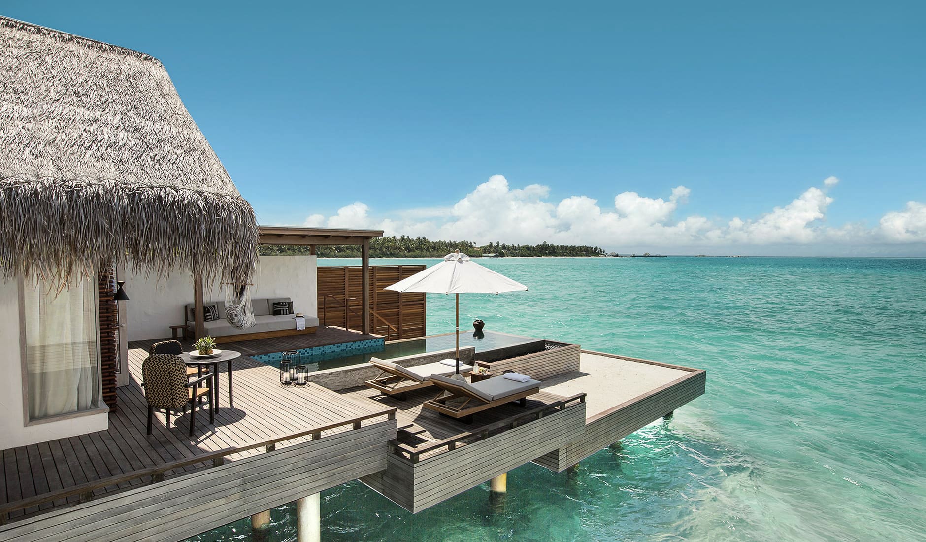 Fairmont Maldives Sirru Fen Fushi, Maldives. The Best Luxury Resorts in the Maldives by TravelPlusStyle.com grand-water-sunset-villa-pool-deck-3_0