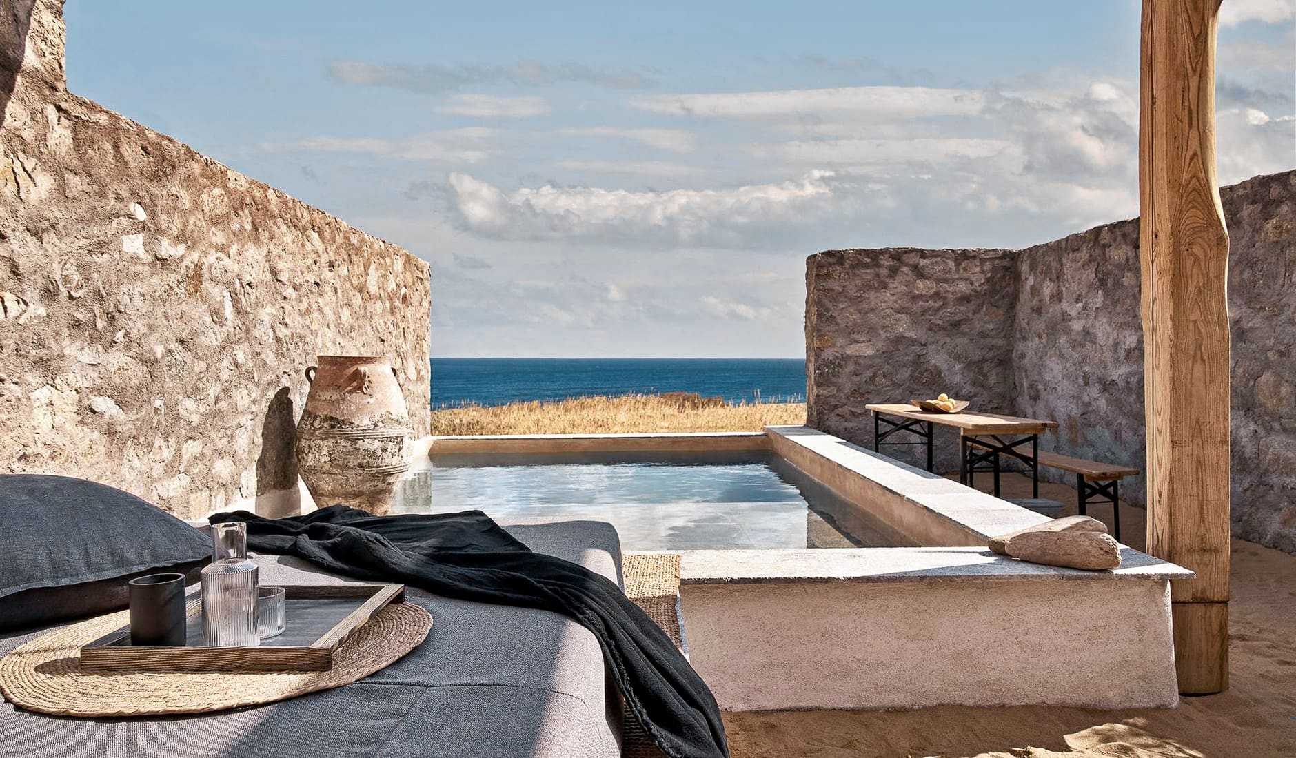 Nomad Mykonos, Kalo Livadi, Greece. The Best Luxury Hotels In Mykonos. TravelPlusStyle.com momadmykonos-l656730