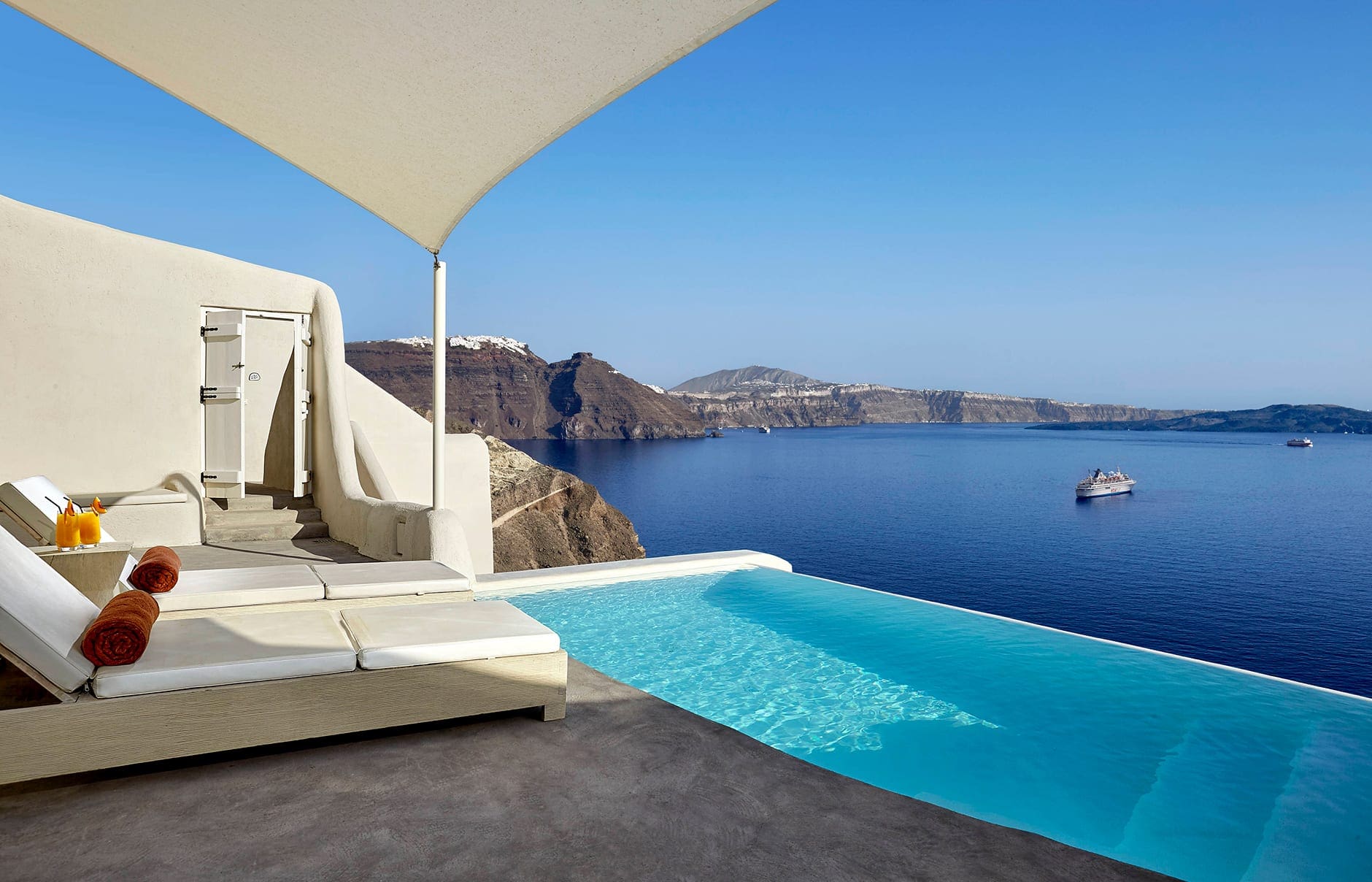 Mystique, Santorini, Greece. Hotel Review by TravelPlusStyle. Photo © Marriott International hi_jtrml_101760303_jtrml-secrecy-villa-3287-hor-clsc