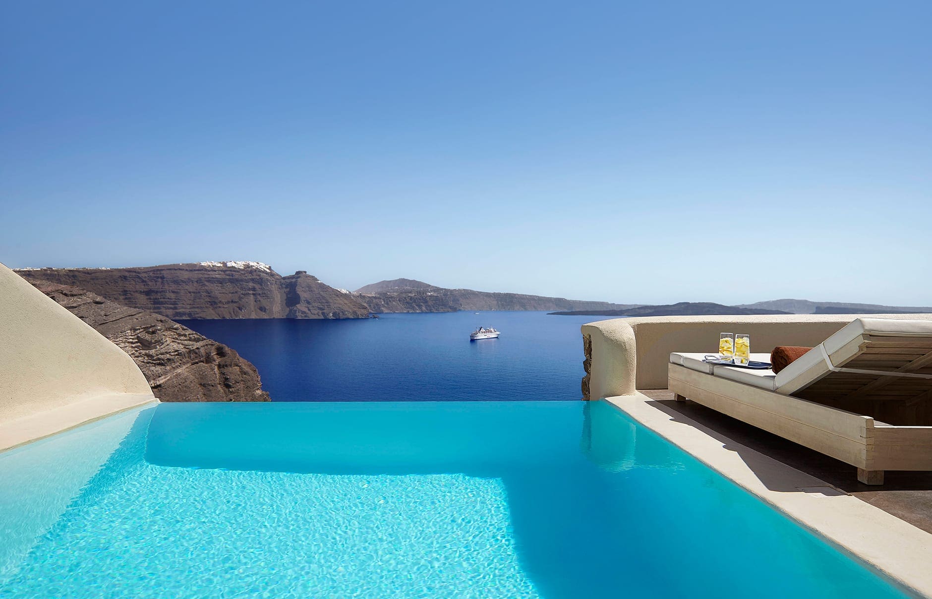 Mystique, Santorini, Greece. Hotel Review by TravelPlusStyle. Photo © Marriott International hi_jtrml_101760333_jtrml-mystery-villa-3286-hor-clsc