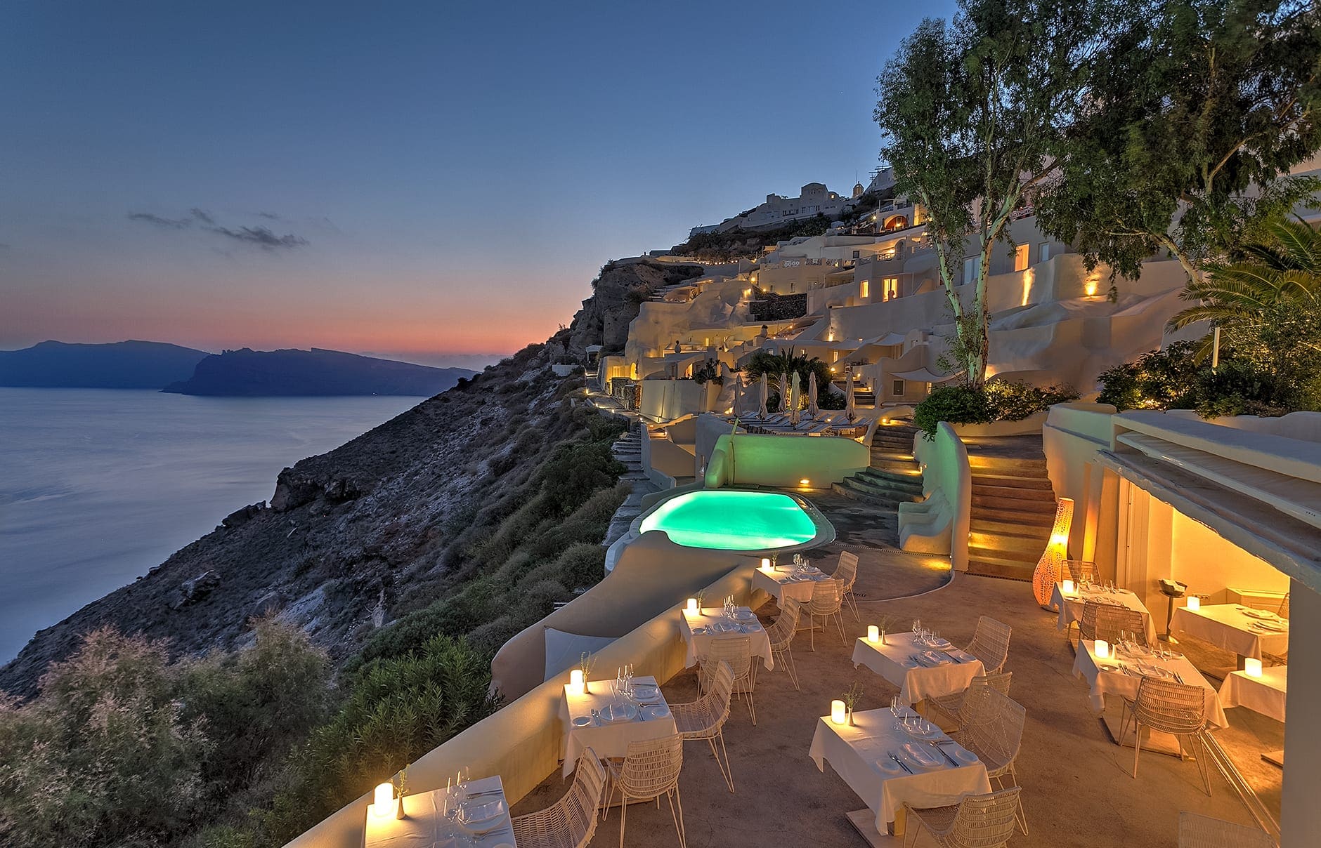 Mystique, Santorini, Greece. Hotel Review by TravelPlusStyle. Photo © Marriott International lux3022ex-166846