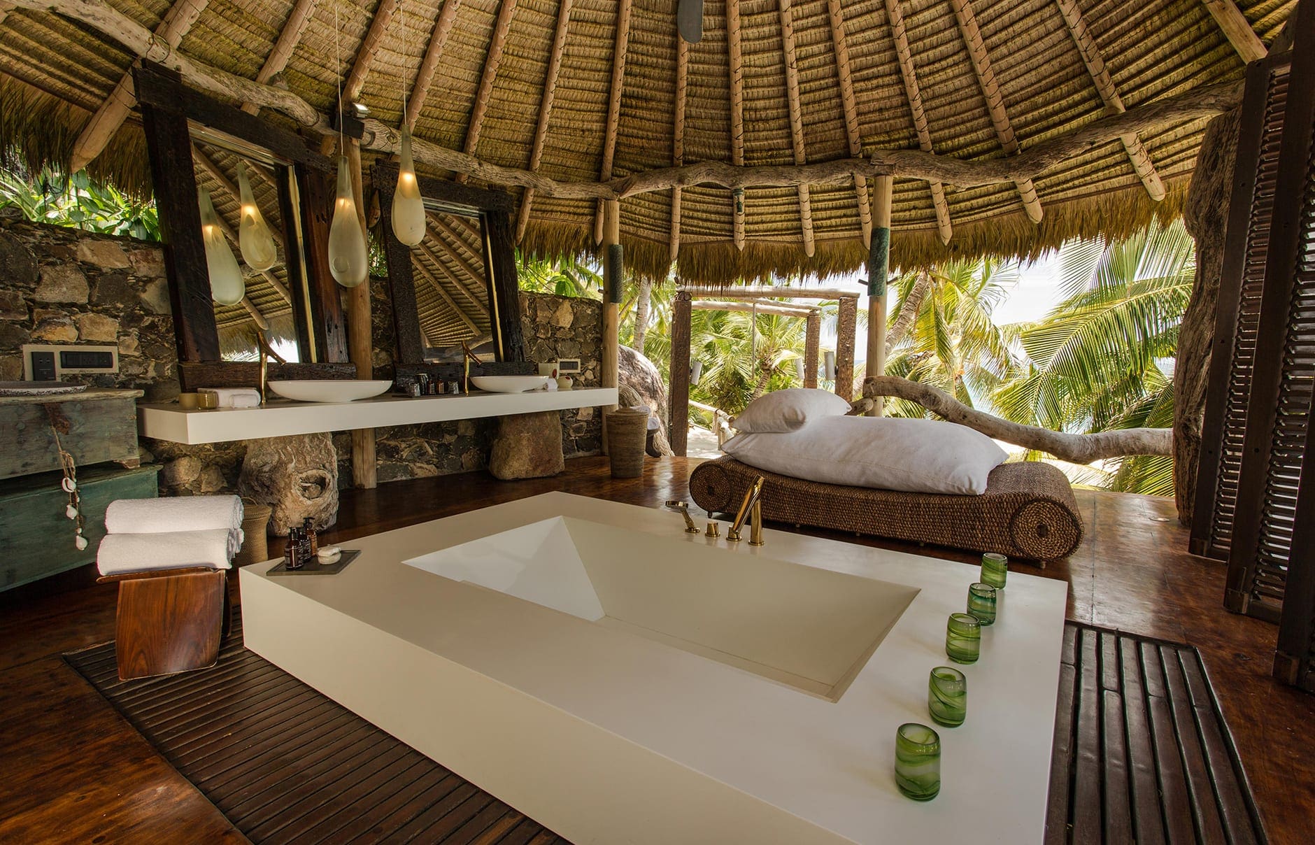 North Island, a Luxury Collection Resort, Seychelles. Luxury Hotel Review by TravelPlusStyle. Photo © North Island 117573650-h1-sezlc-villa-bathroom-5359-hor-clsc
