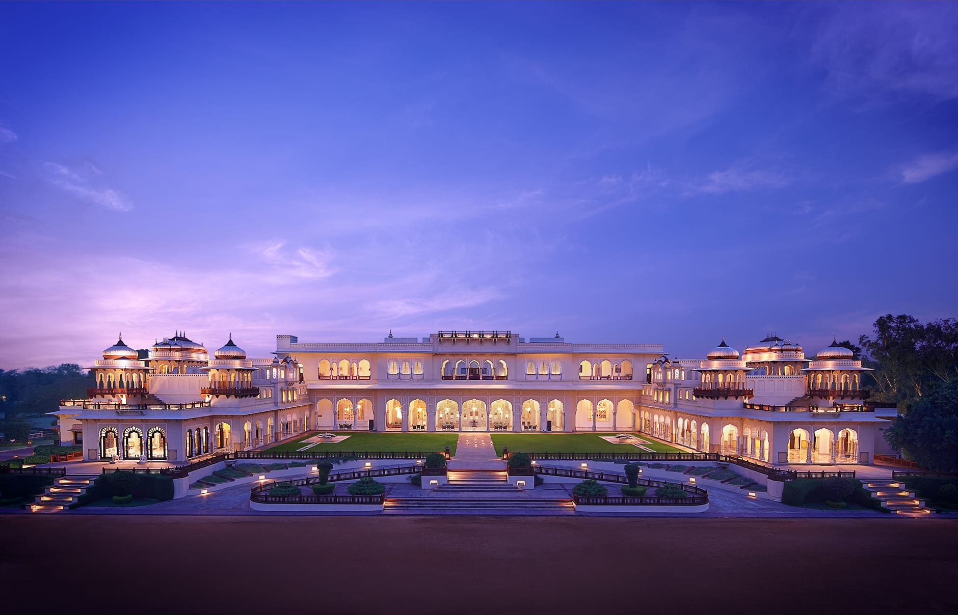 Taj Rambagh Palace, Jaipur, India. Luxury Hotel Review by TravelPlusStyle. Photo © Taj Hotels Resorts and Palaces hi_h4ej0_67917598_rambagh_palace_-_exterior_6