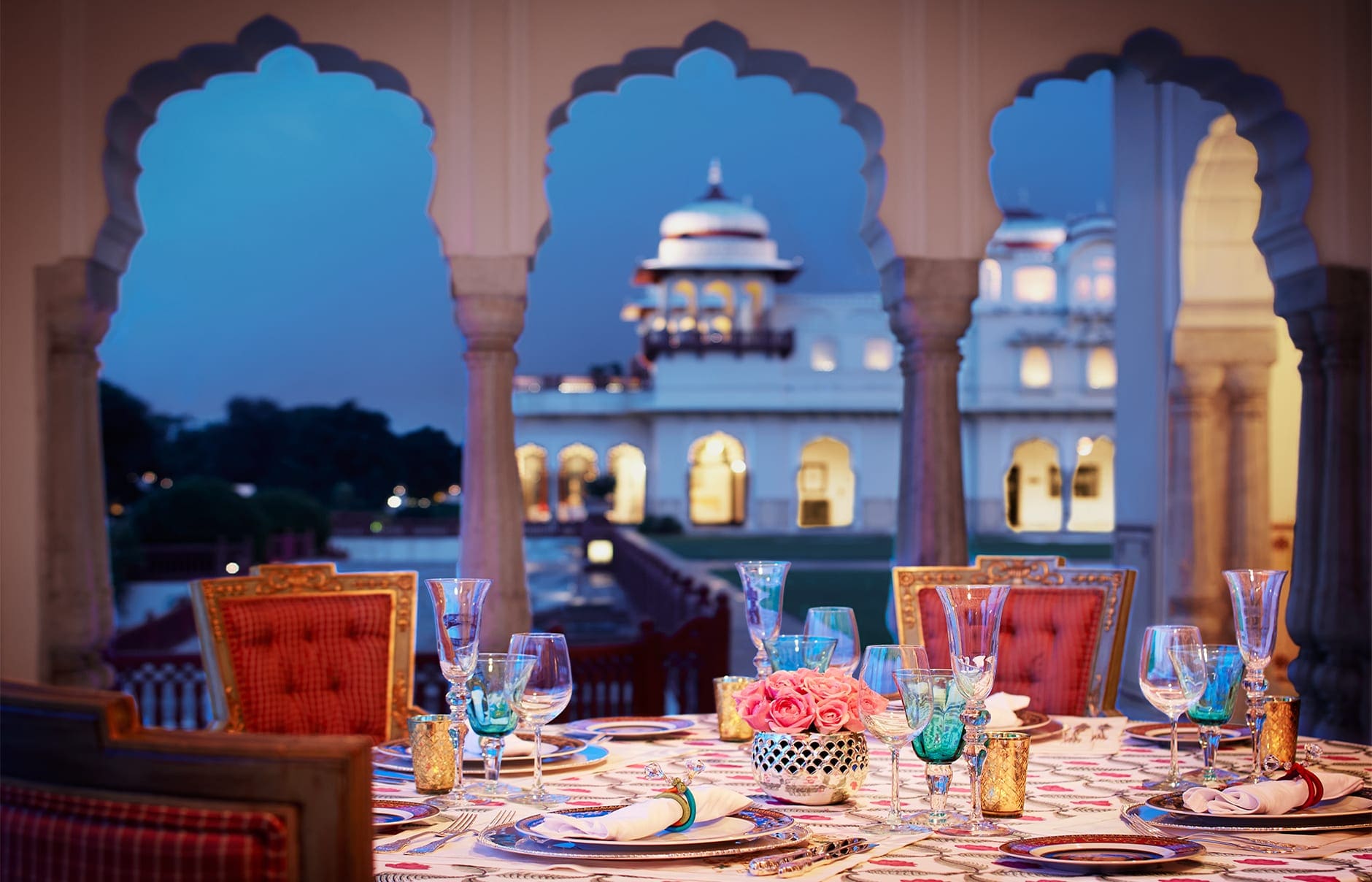 Taj Rambagh Palace, Jaipur, India. Luxury Hotel Review by TravelPlusStyle. Photo © Taj Hotels Resorts and Palaces hi_h4ej0_67917638_trpj_baradari_7240