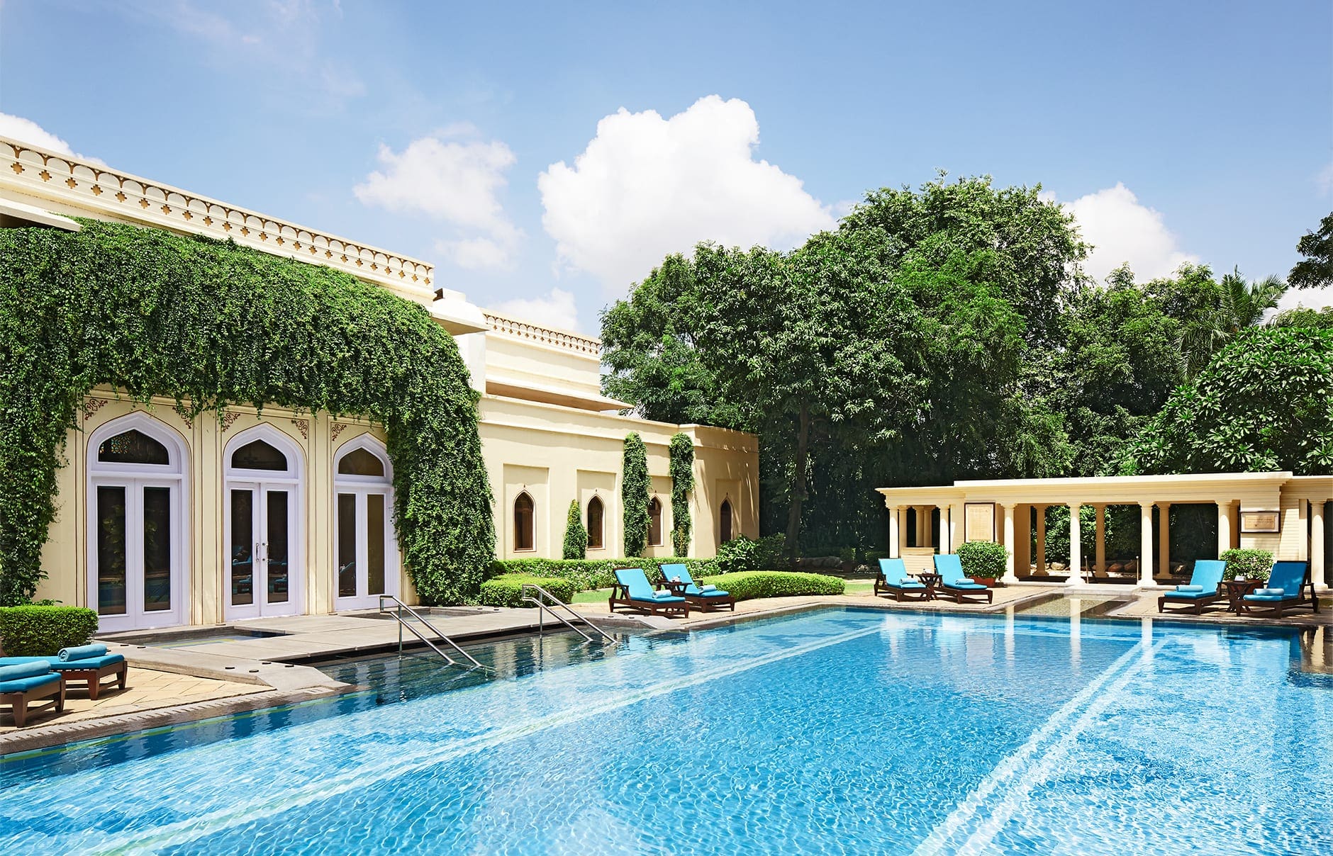 Taj Rambagh Palace, Jaipur, India. Luxury Hotel Review by TravelPlusStyle. Photo © Taj Hotels Resorts and Palaces hi_h4ej0_67917706_trpj_pool_main4750