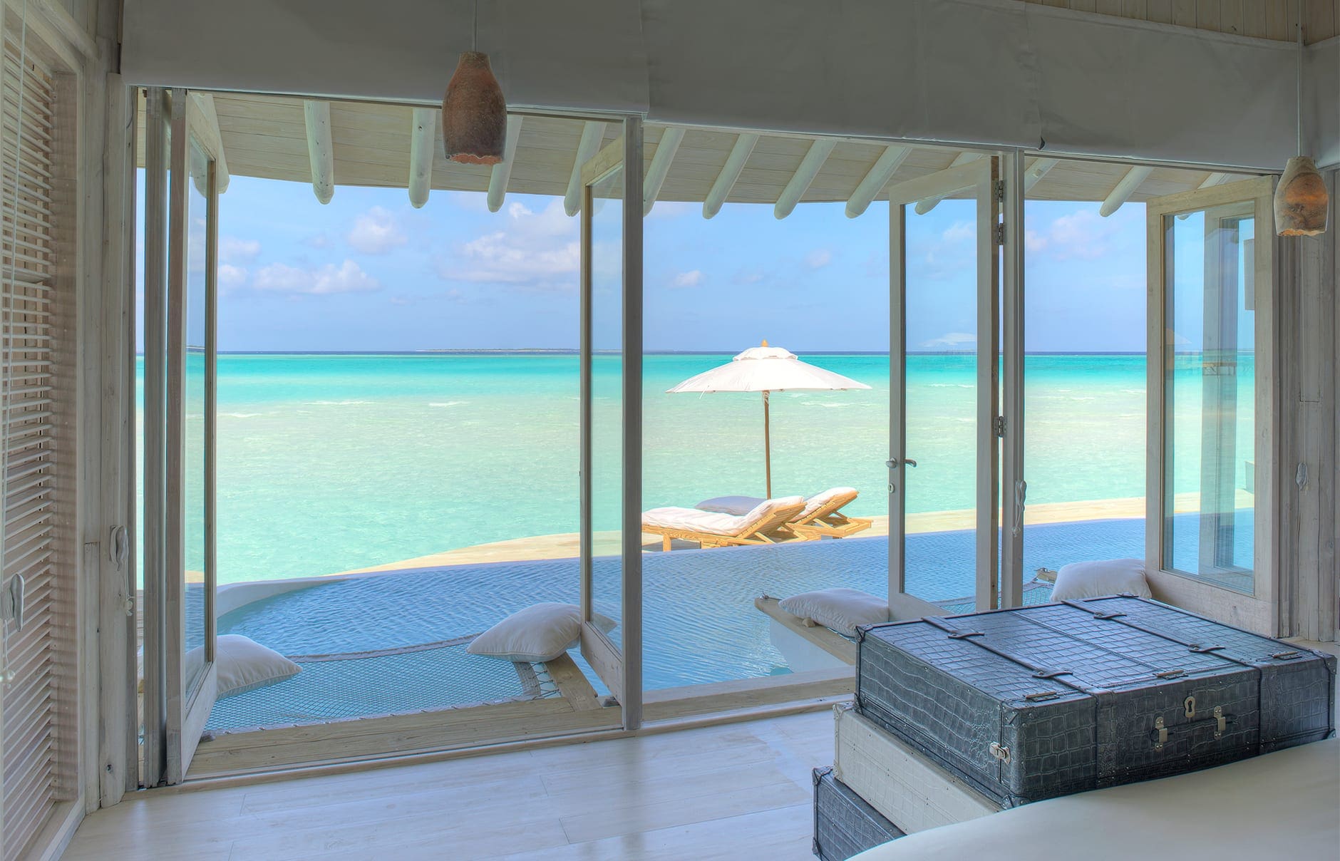 Soneva Jani, Medhufaru Island, Noonu Atoll, Maldives. Luxury Hotel Review by TravelPlusStyle. Photo © Soneva tps-sonevajani-view-from-bedroom-at-soneva-jani-by-stevie-mann-2