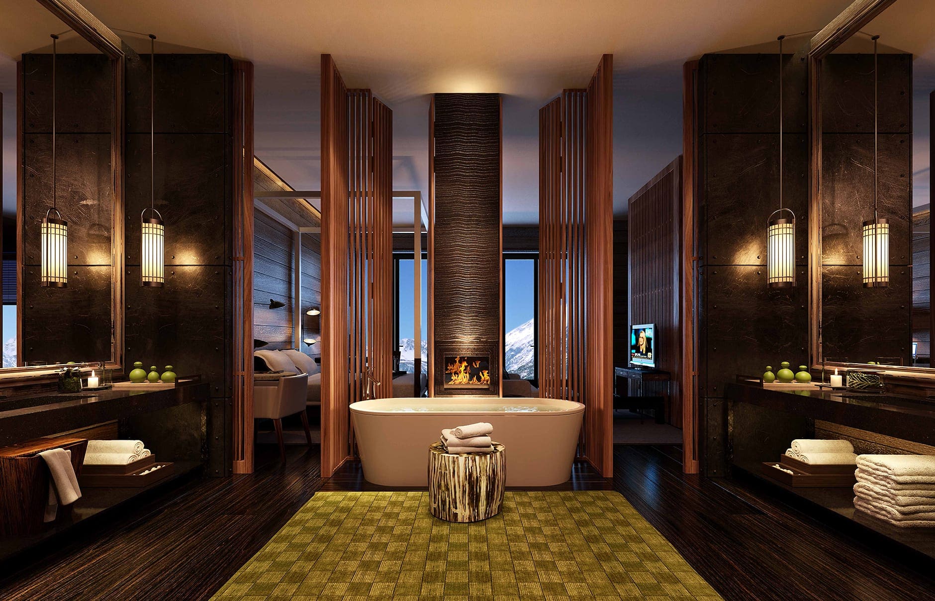 Bathroom. The Chedi Andermatt, Switzerland. © GHM