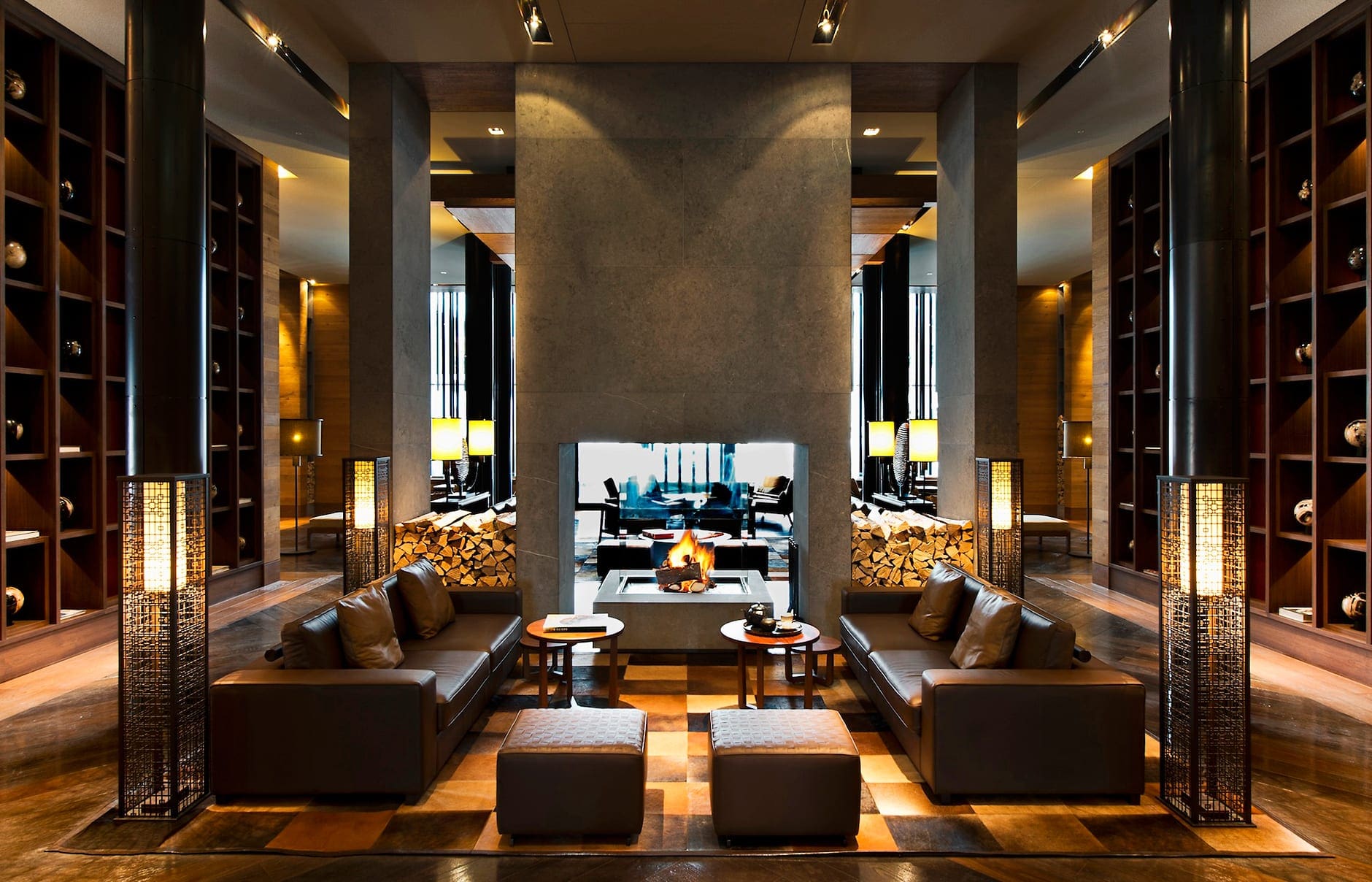 Lounge area. The Chedi Andermatt, Switzerland. © GHM